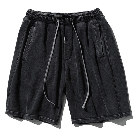 Men's Black Distressed Retro Streetwear Shorts